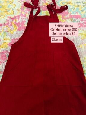 SHEIN Burgundy Tie-Shoulder Pinafore Dress